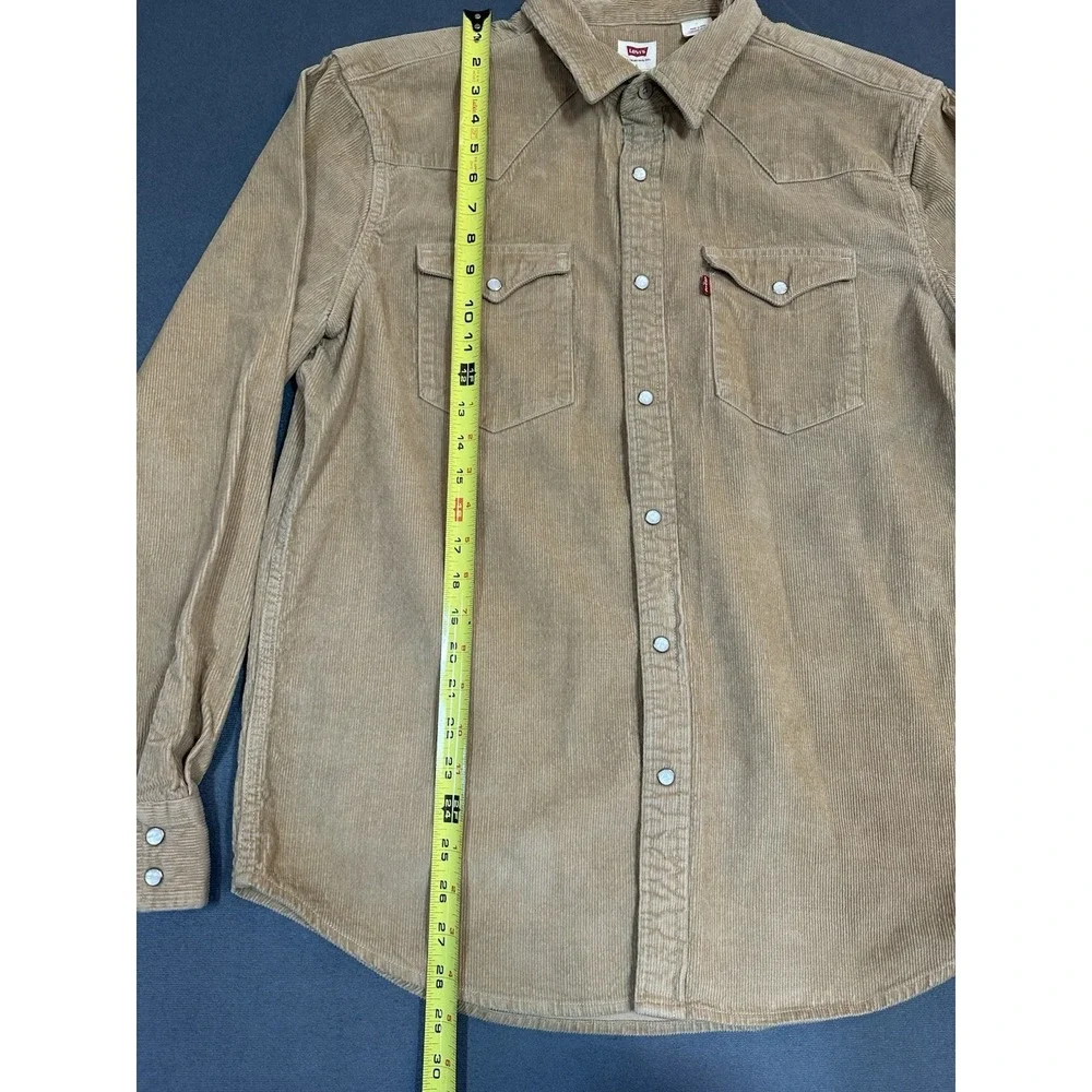 Levi's Shirt Mens Corduroy Western Cowboy Pearl Snap Outdoor 100% Cotton Size L